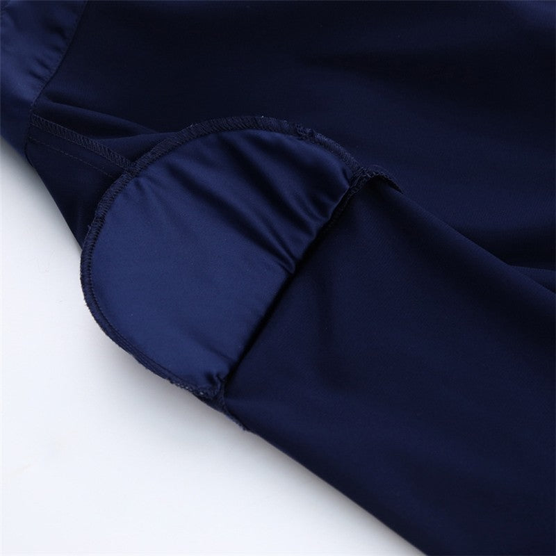 Solid Color Long Sleeve Shirt Wrap Hip Short Dress