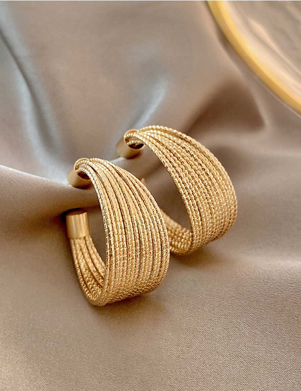 Luxurious Chunky Textured Gold Hoop Earrings