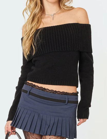 Sexy Solid Color Off Shoulder Knited Top