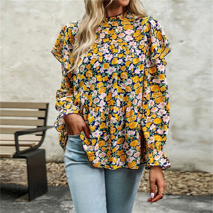 Lotus Lantern Sleeve Floral Shirt