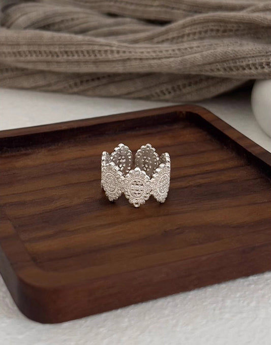 Vintage Lace Hollow Out Silver Rings