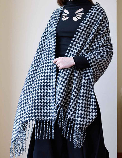 Classic Plaid Long Shawl Wool Blend Scarf