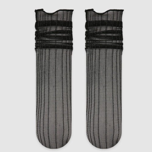 Minimalist Mesh Lace Trim Slouch Socks