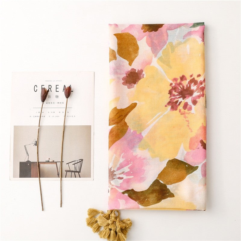 Colorful Cotton Linen Vacation Beach Scarf