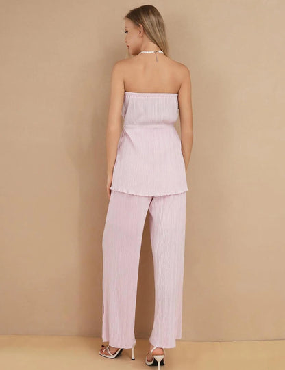 Flowy Strapless Top And Pants Sets