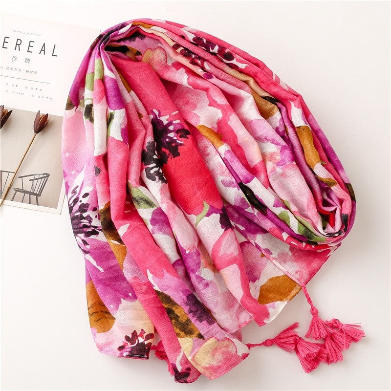 Colorful Cotton Linen Vacation Beach Scarf