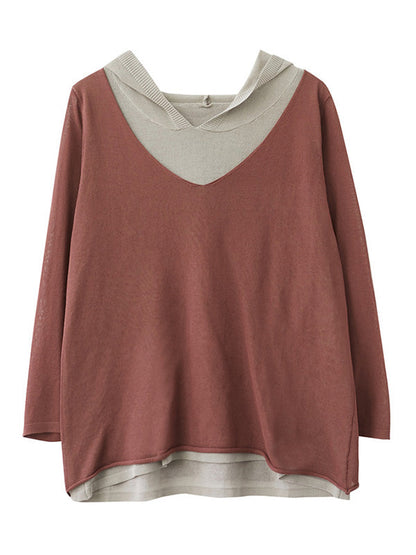 Original False Two Knitting T-Shirt Thin Sweater