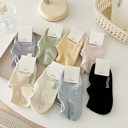 Candy Color Letter Simple Low Ankle Socks