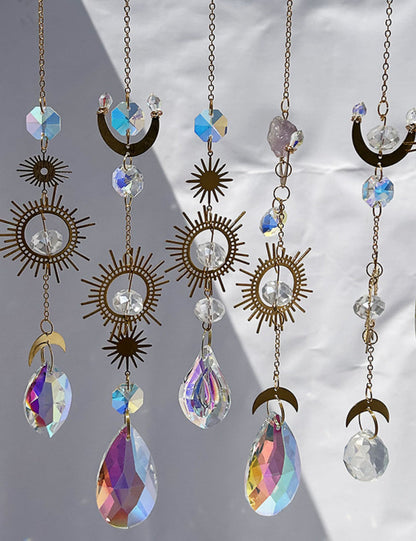 Sun Moon Suncatcher Colorful Crystal Decoration