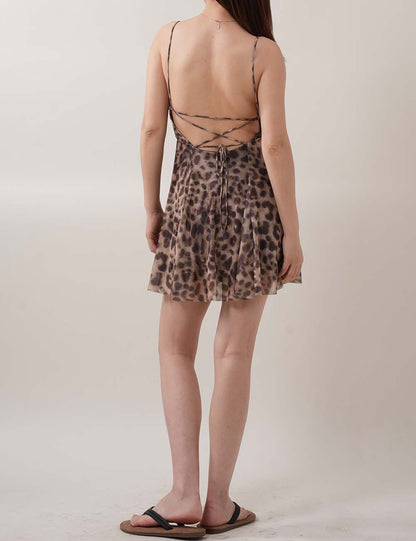 Sexy Backless Print String Mini Dresses