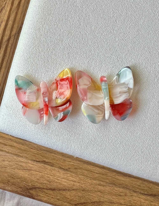 Colorful Resin Butterfly Stud Earrings