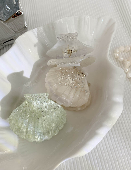 Sparkling Rhinestone Shell Acetate Hair Claw