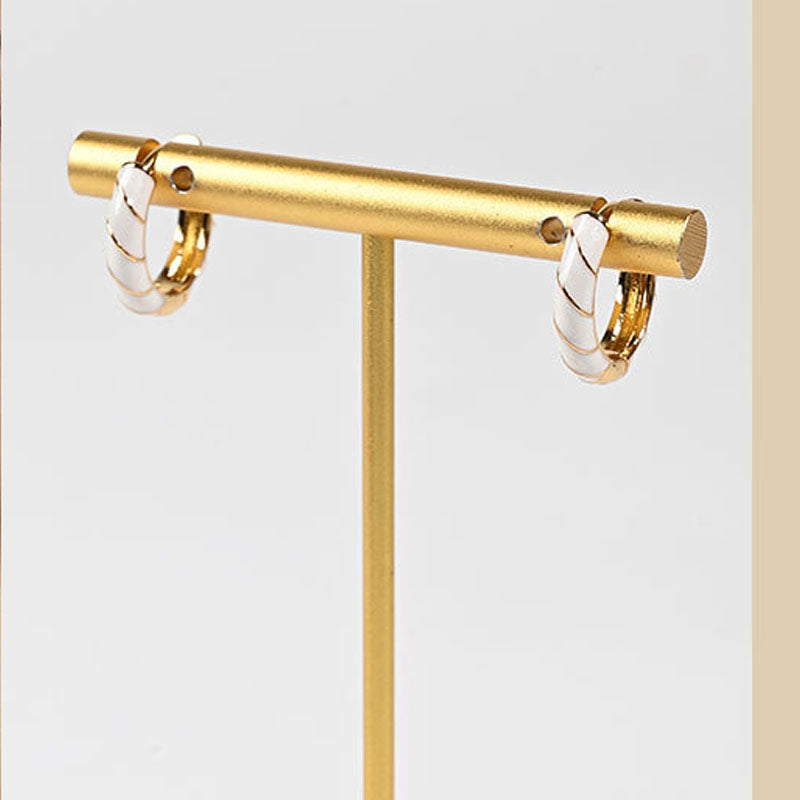 Colorful Enamel Bamboo Hoop Earrings