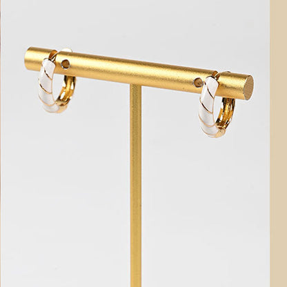 Colorful Enamel Bamboo Hoop Earrings