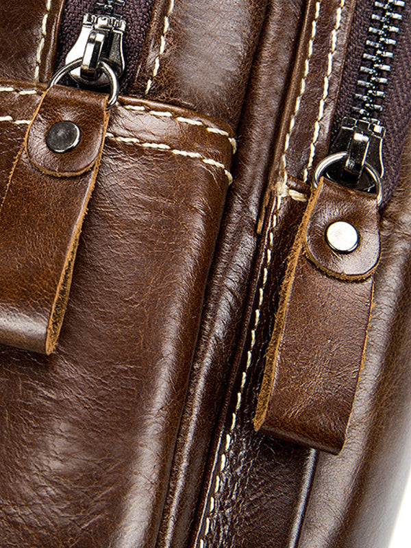 Solid Zipper Leather Casual Crossbody Bag