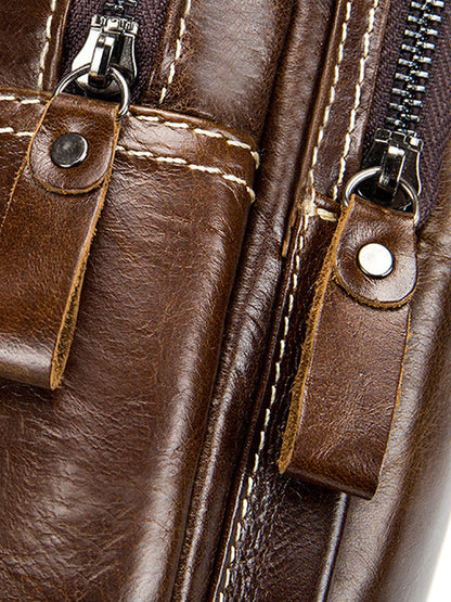 Solid Zipper Leather Casual Crossbody Bag