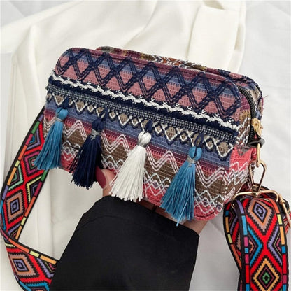 Casual Print Wear-Resisting Classic Tasseled Square Bag