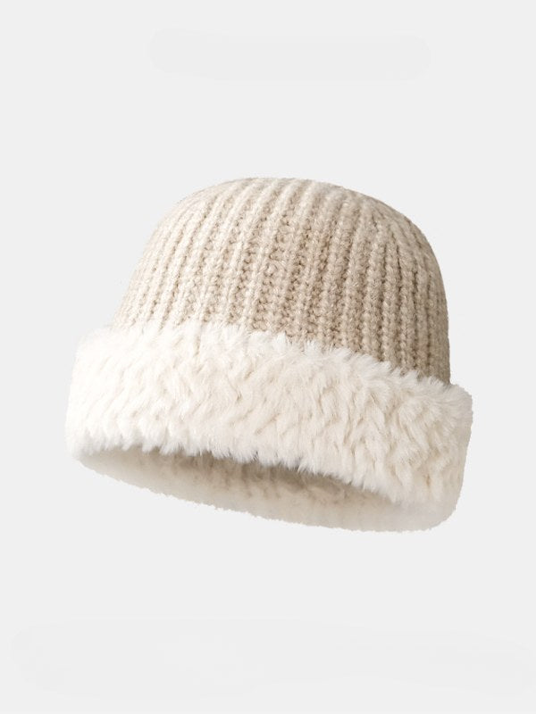 Color Block Padded Knit Plushed Bucket Hat