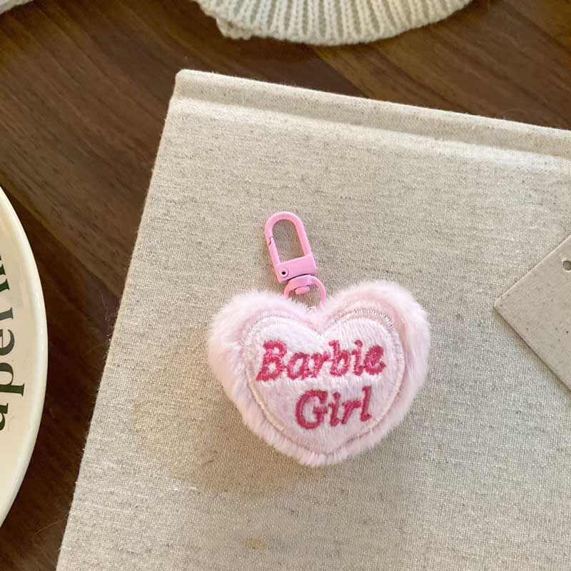 Cute Letter Embroidery Fluffy Heart Bag Charms