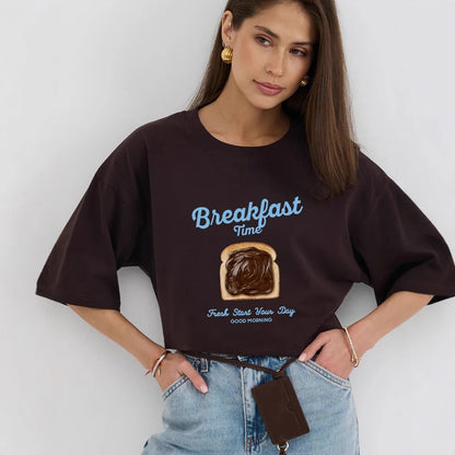Women Casual Printed Cotton Short-Sleeve T-Shirt