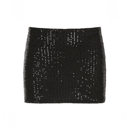 Falda de lentejuelas de color sólido sexy de moda para mujer