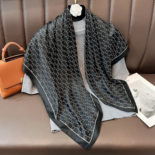 Spring And Summer Silk-Like Printed Scarf