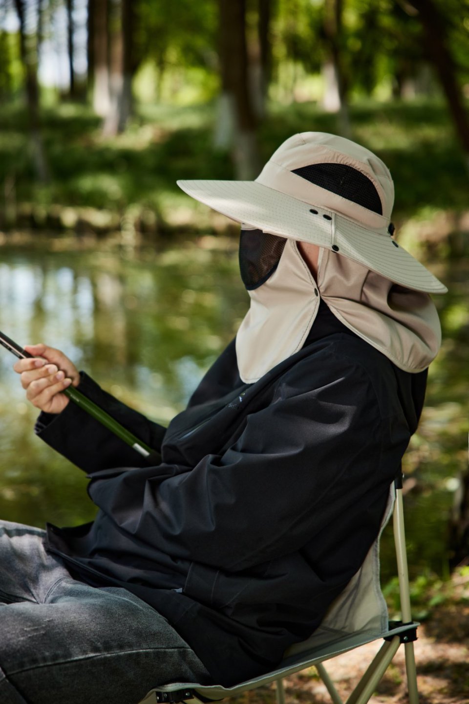 Sombrero para el sol informal con gran circunferencia de cabeza y protección facial para hombre