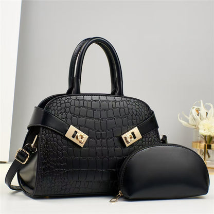 Women Fashion Classic Crocodile Handbag Set