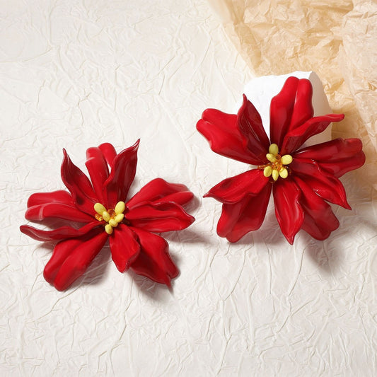Women Fashion Creative Exaggerated Big Flower Earrings