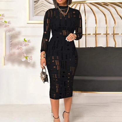 Vestido de malla sexy de talla grande con cremallera para mujer