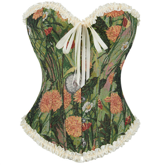 Women Fashion Retro Oil Painting Printed Corset Top