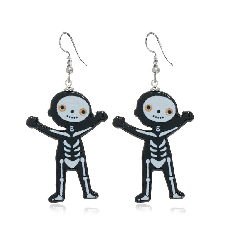 Pendientes de calavera de calabaza con diseño de Halloween para mujer