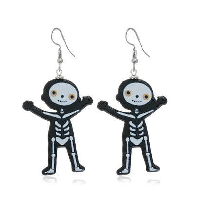 Pendientes de calavera de calabaza con diseño de Halloween para mujer