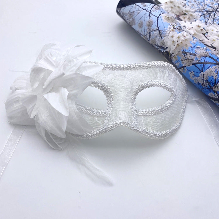Women Fashion Side Floral Lace Face Halloween Mask