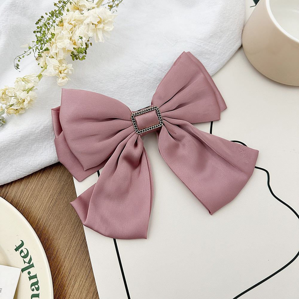 Women Fashion Solid Color Double-Layer Bowknot Hairpin