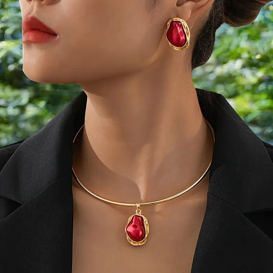Elegant Imitation Pearl Earrings Necklace Set