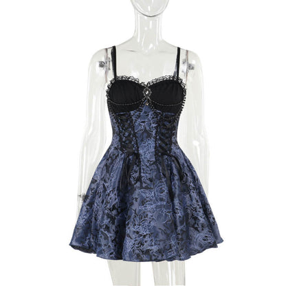 Robe gothique sexy bicolore à la mode pour femmes