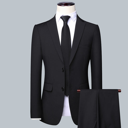 Men Business Casual Non-Ironing Lapel Coat Pants Set