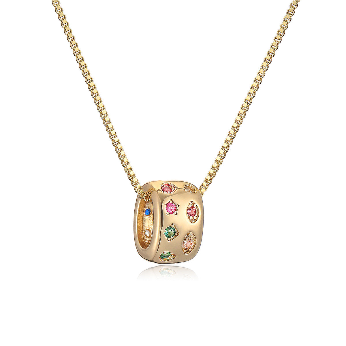 Collar con colgante de circonita chapado en oro de 18 quilates con diseño geométrico sencillo para mujer