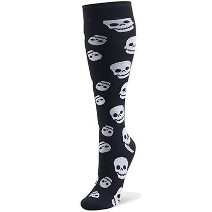 Chaussettes de sport de compression amusantes pour femmes avec motif tête de mort pour Halloween