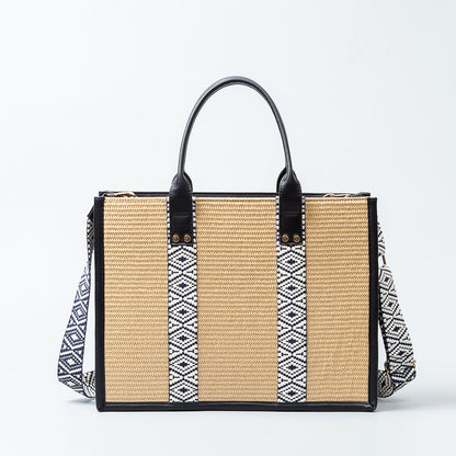 Women Casual Boho Large Capacity Straw Tote Bag