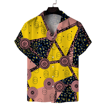Men Fashion Casual Vacation 3D Print Short Sleeve Shirt