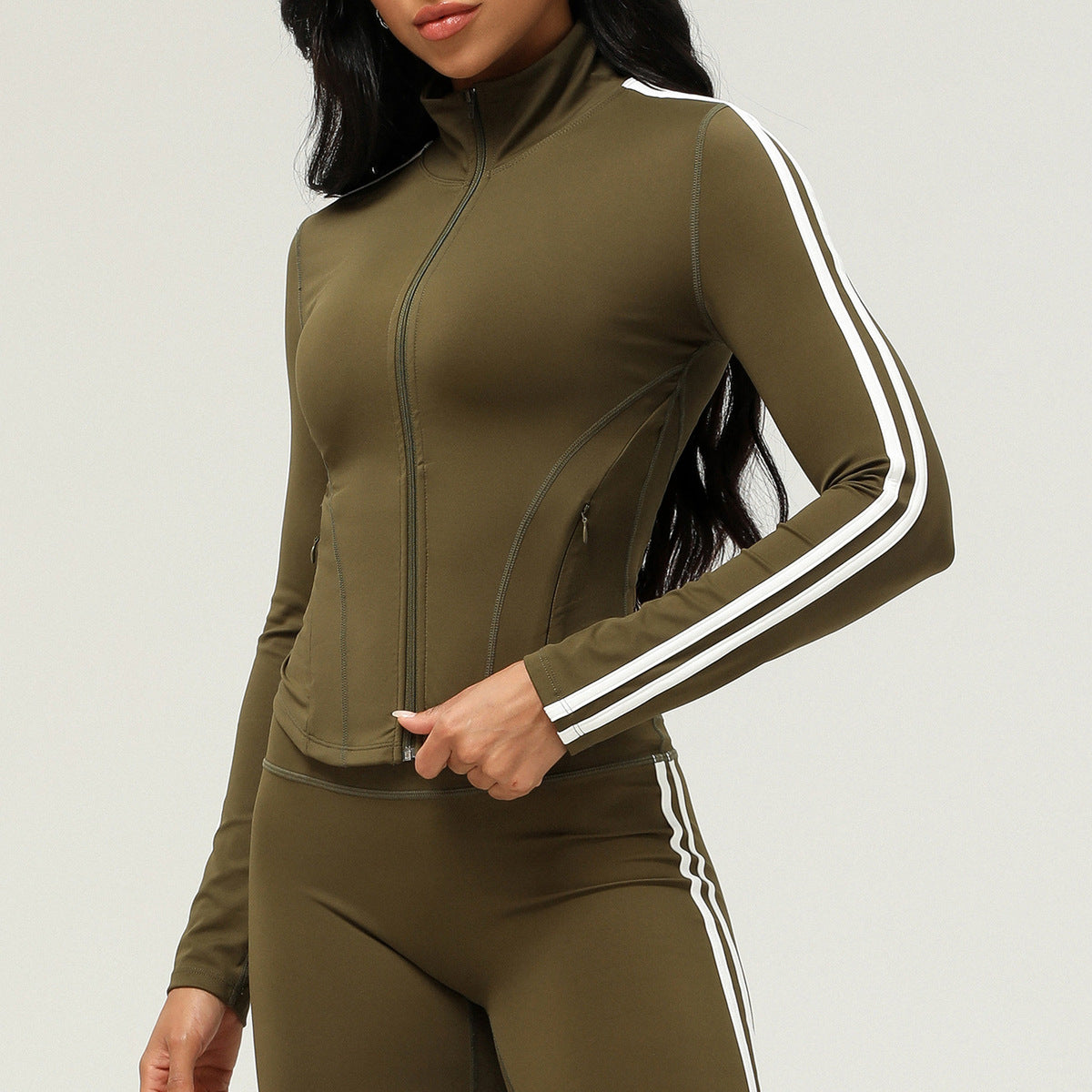 Chaqueta informal de manga larga con contraste de color para mujer