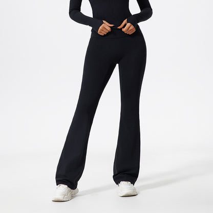 Pantalon de yoga décontracté taille haute à jambes larges pour femme en mélange de coton