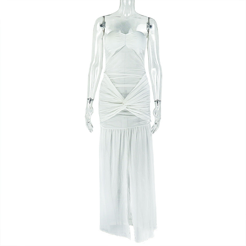 Vestido sexy de malla con escote en V y espalda descubierta para mujer