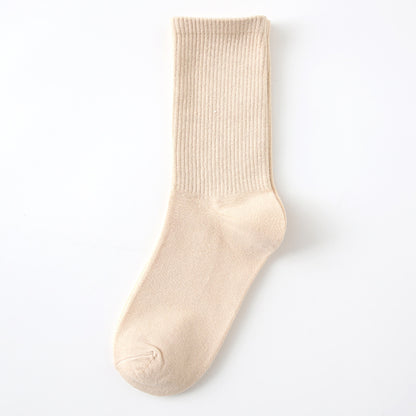 Calcetines finos de algodón de color liso para mujer