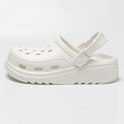 Zapatos casuales de suela gruesa con agujeros para mujer, de color sólido