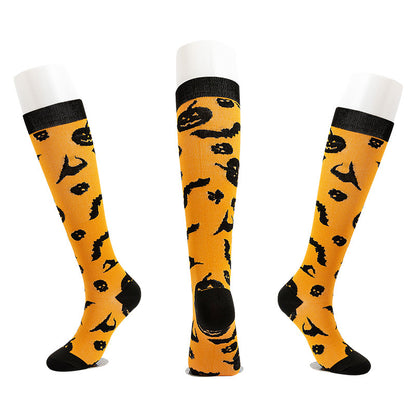 Chaussettes mollet en nylon à la mode, amusantes, sport, Halloween, crâne
