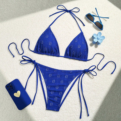 Bikini de playa sexy de color sólido con huecos para mujer