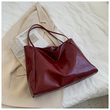 Bolso tote informal sencillo de piel de color liso para mujer